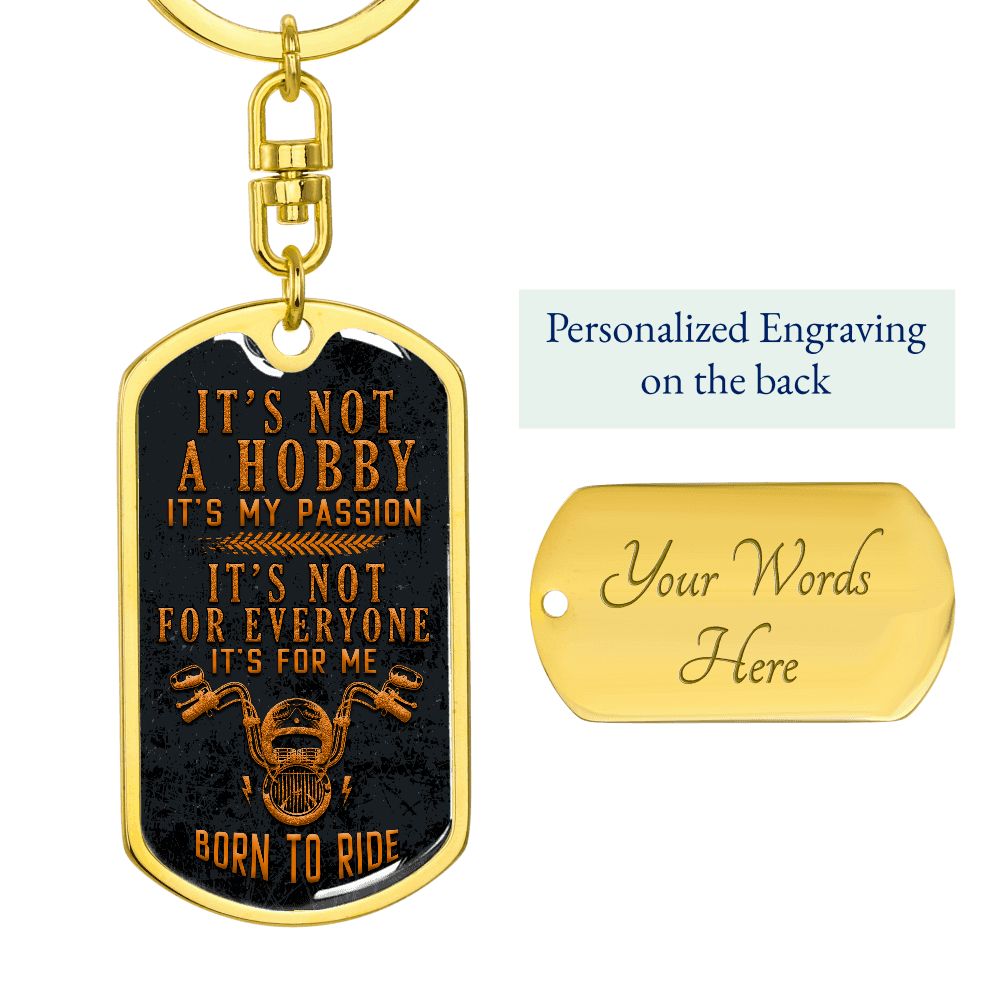 Born To Ride Bikers Dog Tag Keychain, customize engraving keychain