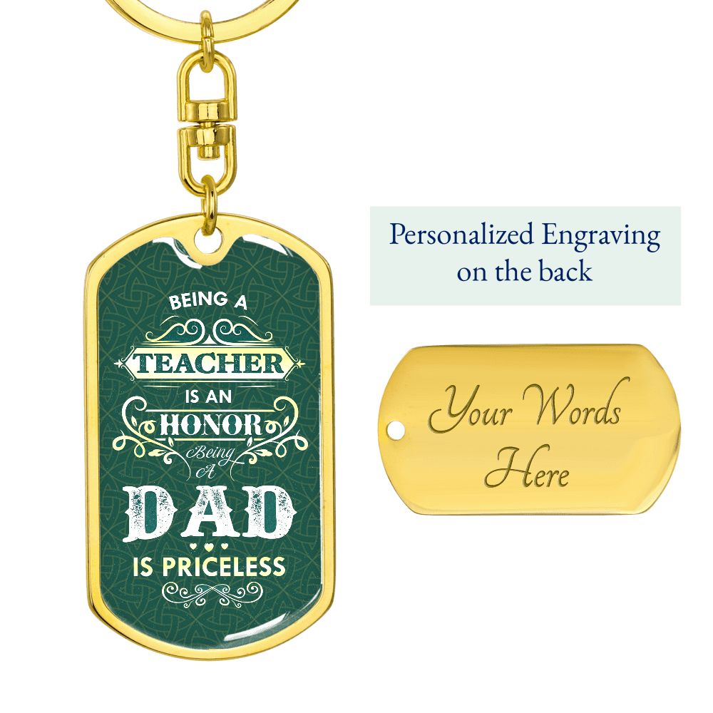 Graphic Design Keychain For Dad with custom engraving