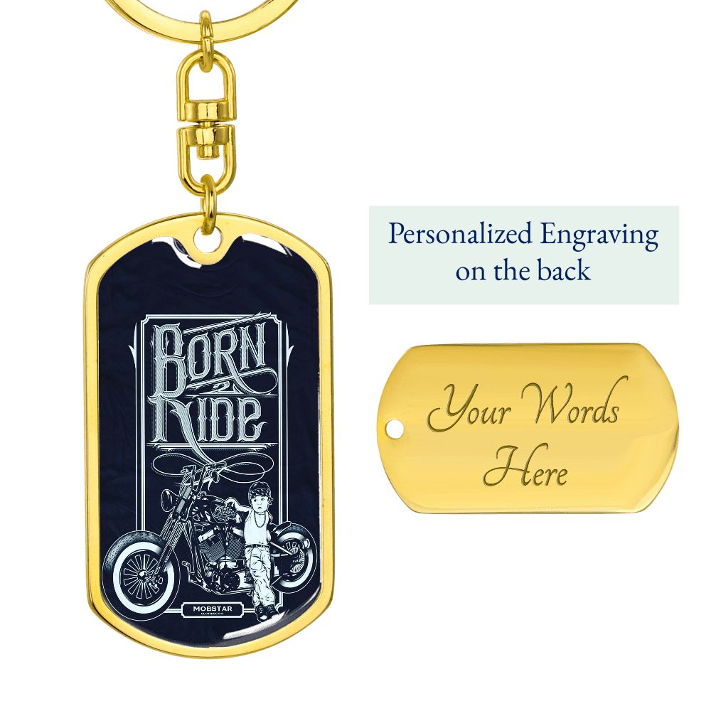 Born To Ride Bikers Dog Tag Keychain, customize engraving keychain