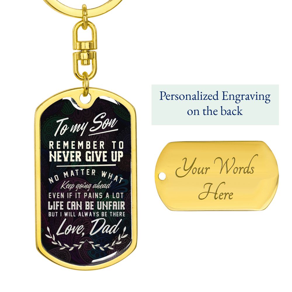 Graphic Design Keychain For Son, custom engraving keychain