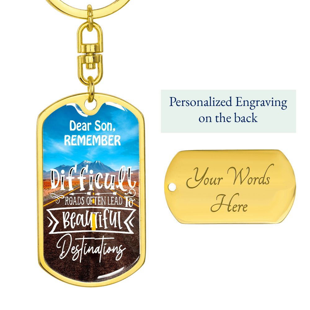 Graphic Design Keychain For Son , custom engraving keychain