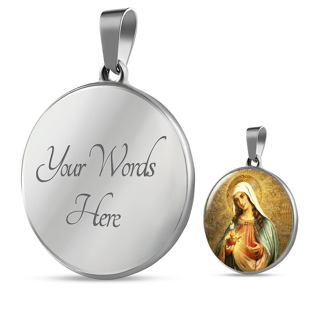 Immaculate Heart Mary Medal with custom engraving
