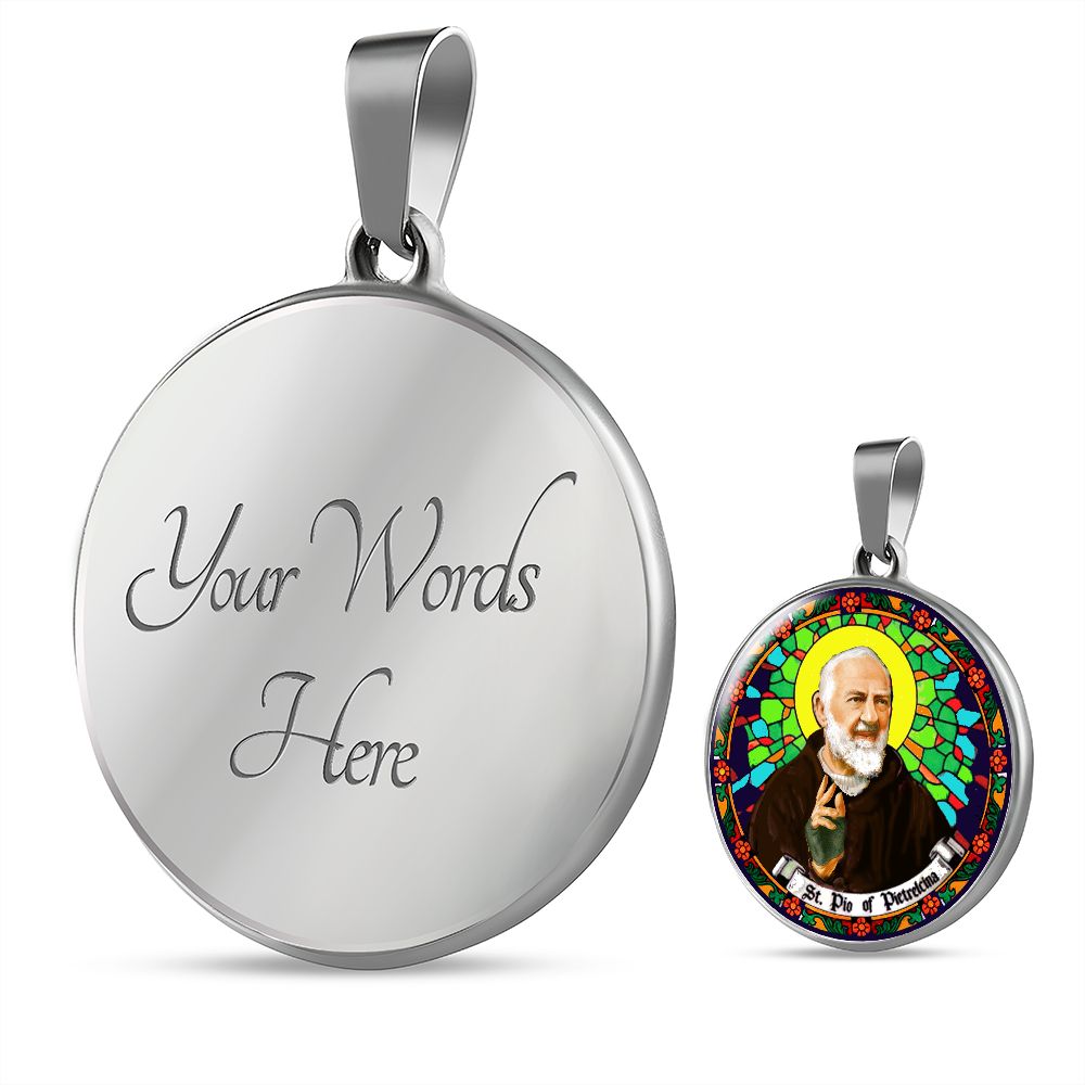 St. Padre Pio Pendant with custom engraving