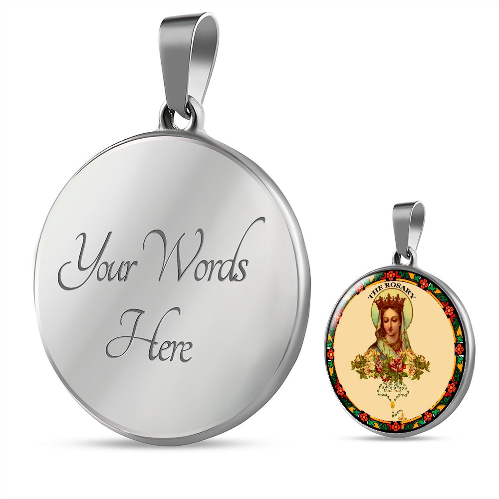 Our lady of the Rosary Pendant with custom engraving