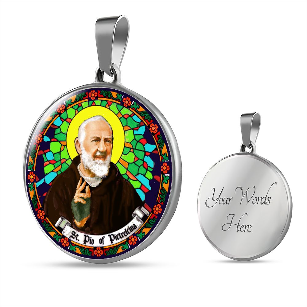 St. Padre Pio Pendant with custom engraving