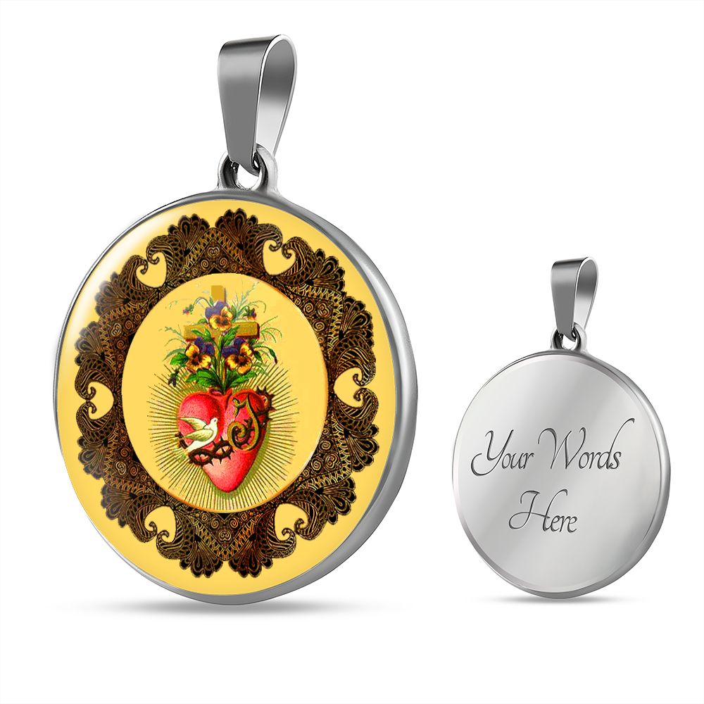 Catholic sacred heart Jesus pendant with custom engraving