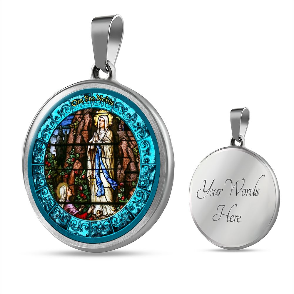 Our Lady Of Lourdes Pendant with custom engraving