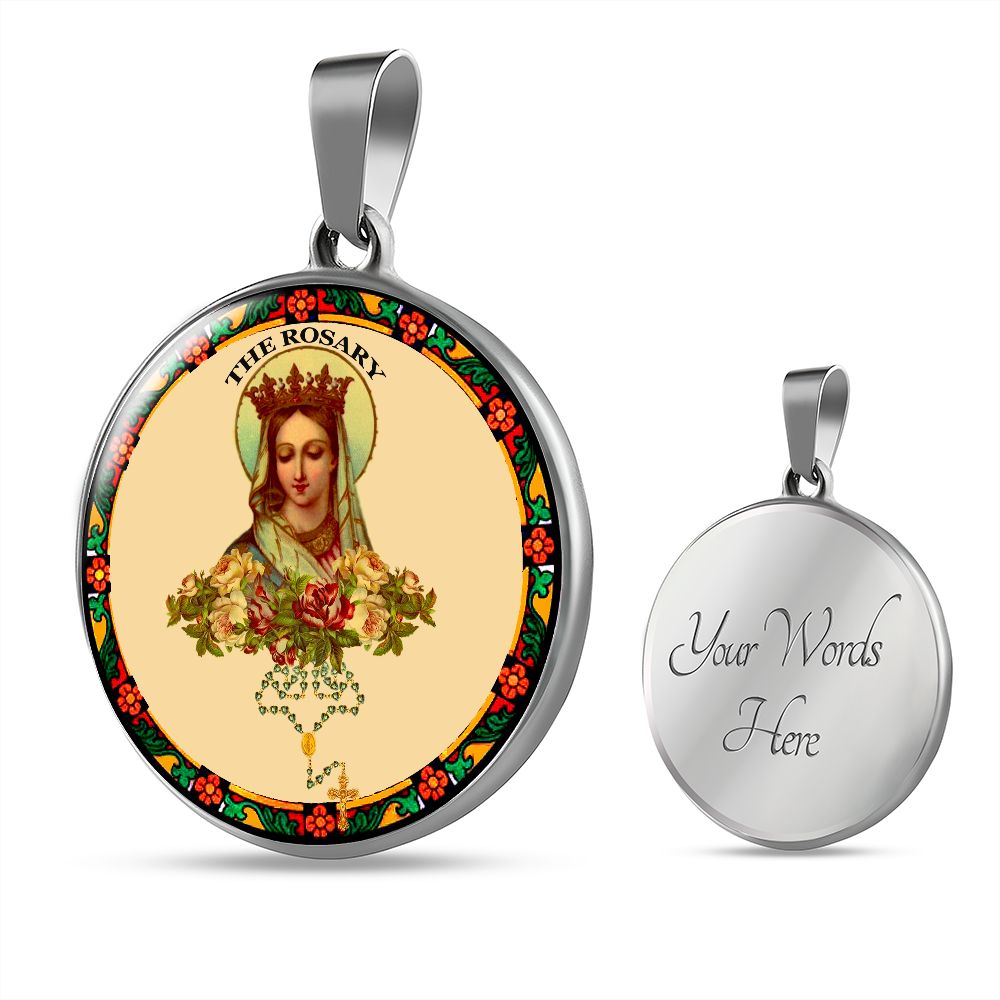 Our lady of the Rosary Pendant with custom engraving