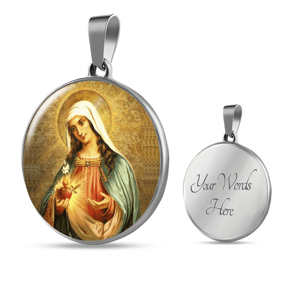 Immaculate Heart Mary Medal with custom engraving