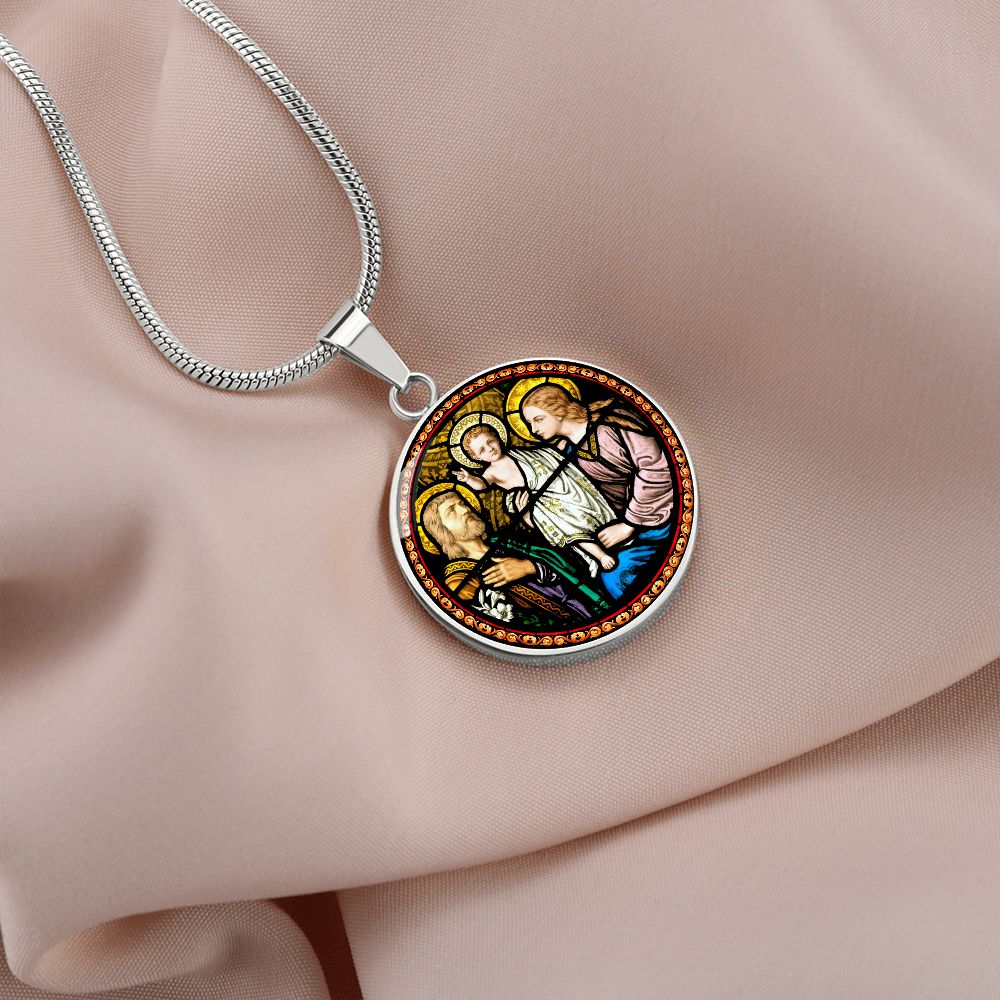 Holy Family Medal Stain Glass