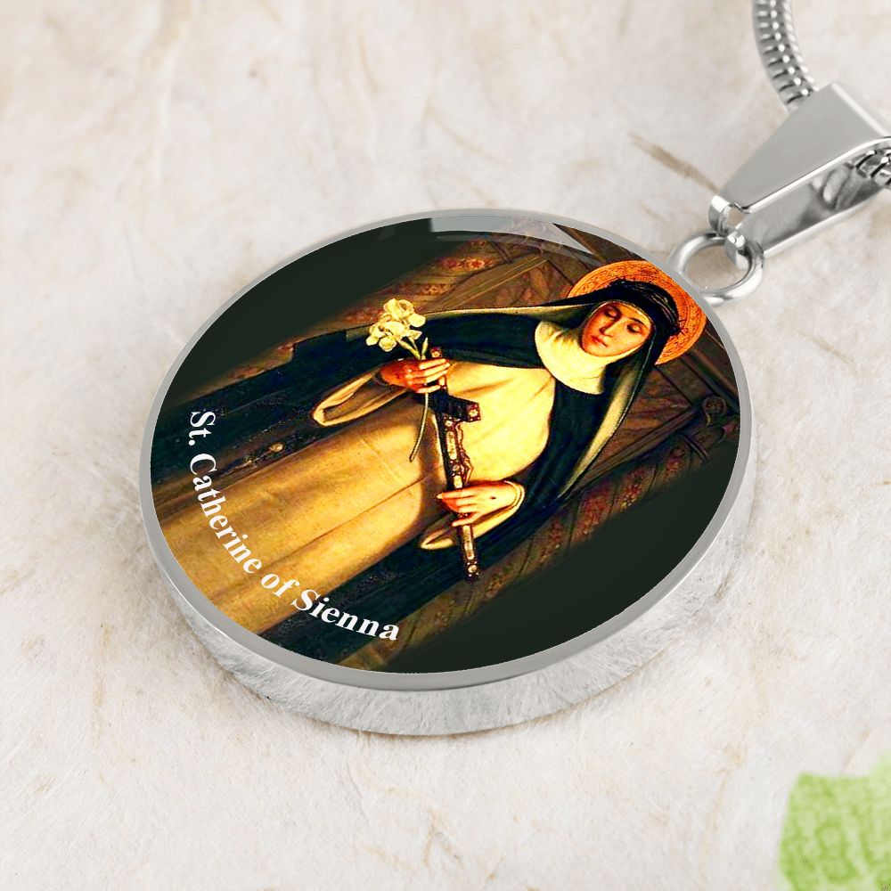 Catholic Saint Pendant - St. Catherine of Sienna Medal (c) - Trending Novelties & Gifts