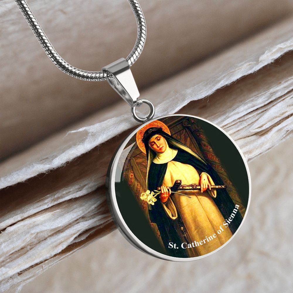 Catholic Saint Pendant - St. Catherine of Sienna Medal (c) - Trending Novelties & Gifts