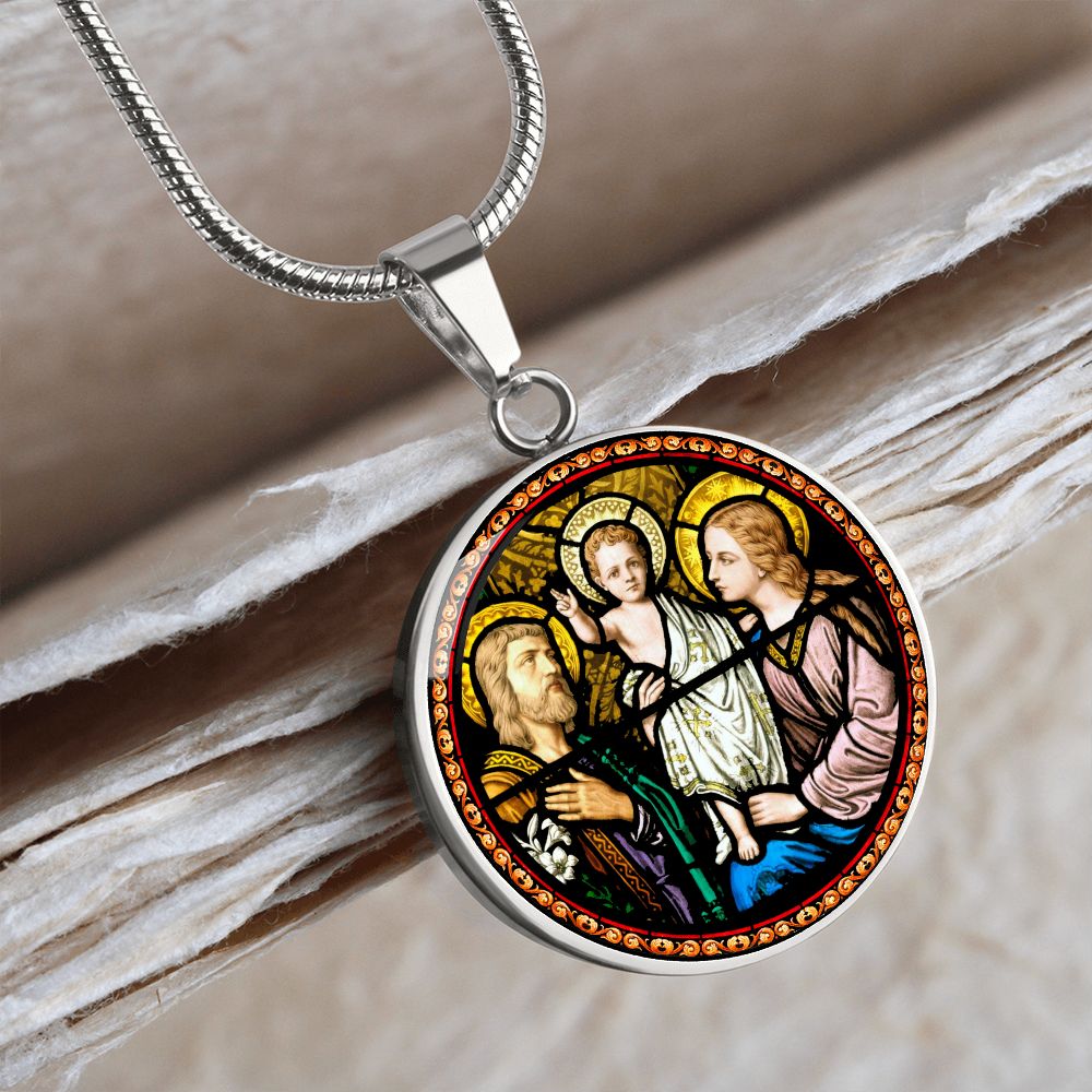 Holy Family Medal Stain Glass