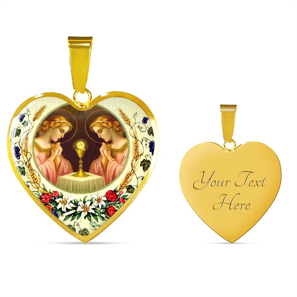 Holy Eucharist Heart Pendant with custom engraving