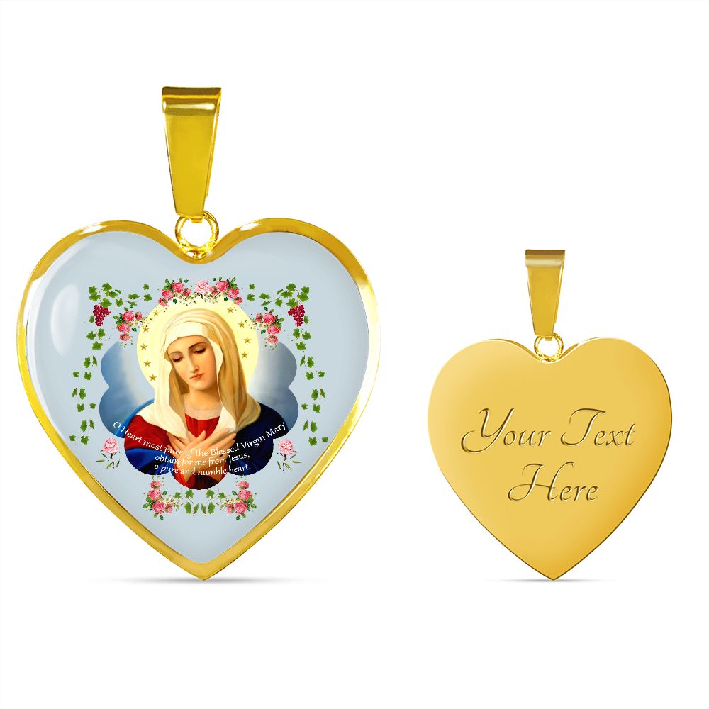 The Blessed Virgin Mary pendant necklace gold with custom engraving