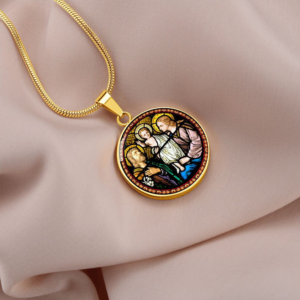 Holy Family Medal Stain Glass gold