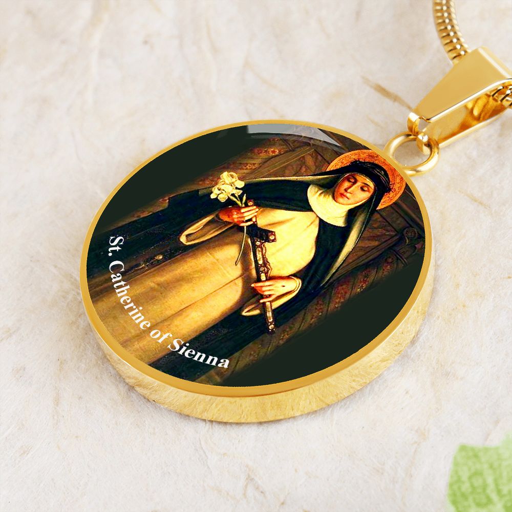Catholic Saint Pendant - St. Catherine of Sienna Medal (c) - Trending Novelties & Gifts