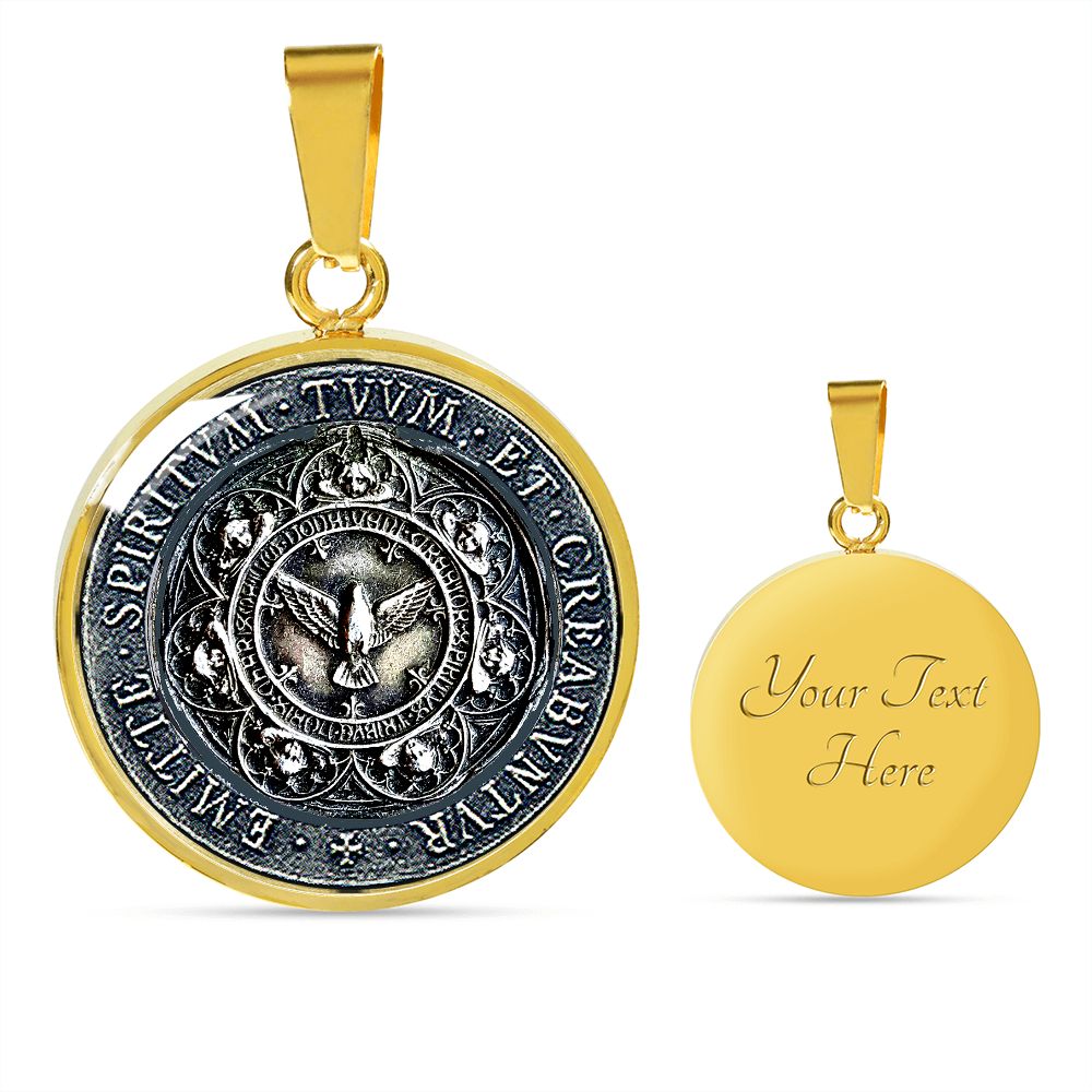 Antique Holy Spirit Medal gold with custom engraving