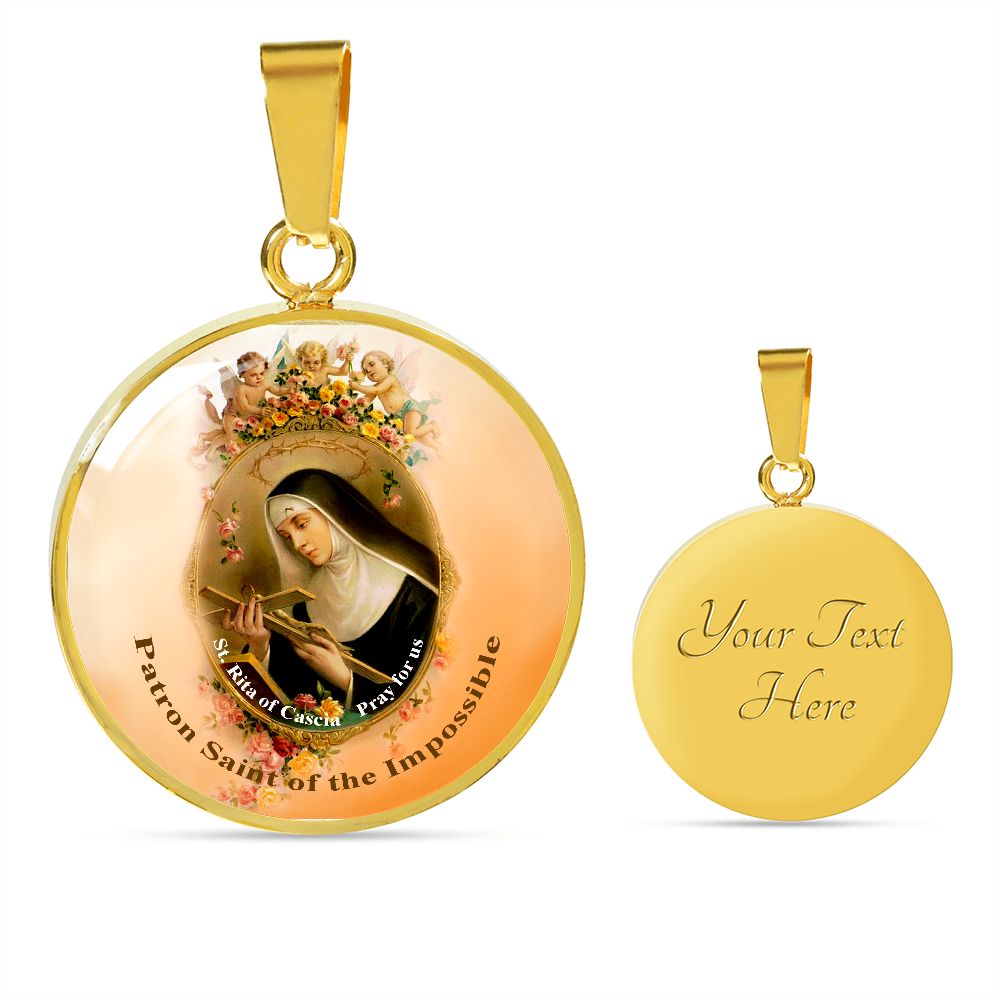 Saint Rita of Casia Medal gold with custom engraving