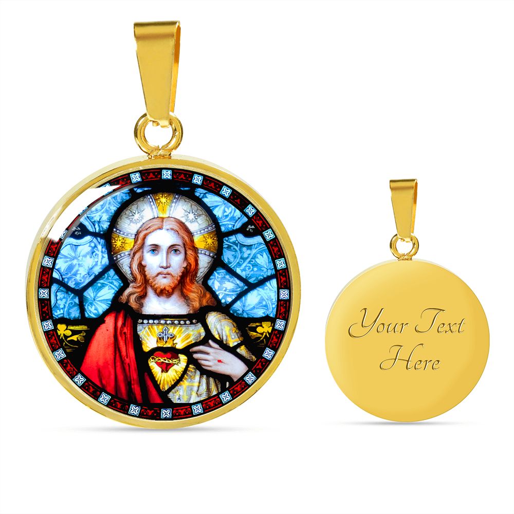 Sacred Heart Of Jesus Pendant gold with custom engraving