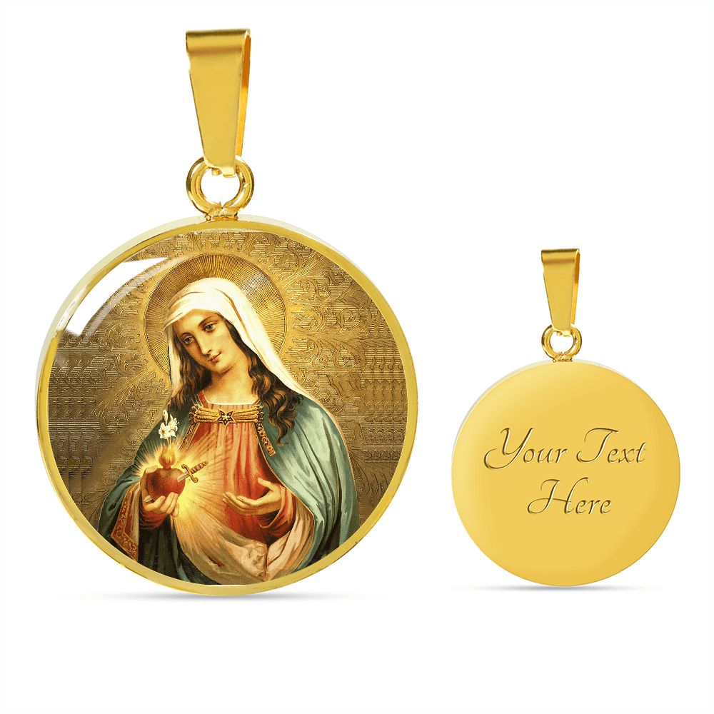 Immaculate Heart Mary Medal gold with custom engraving