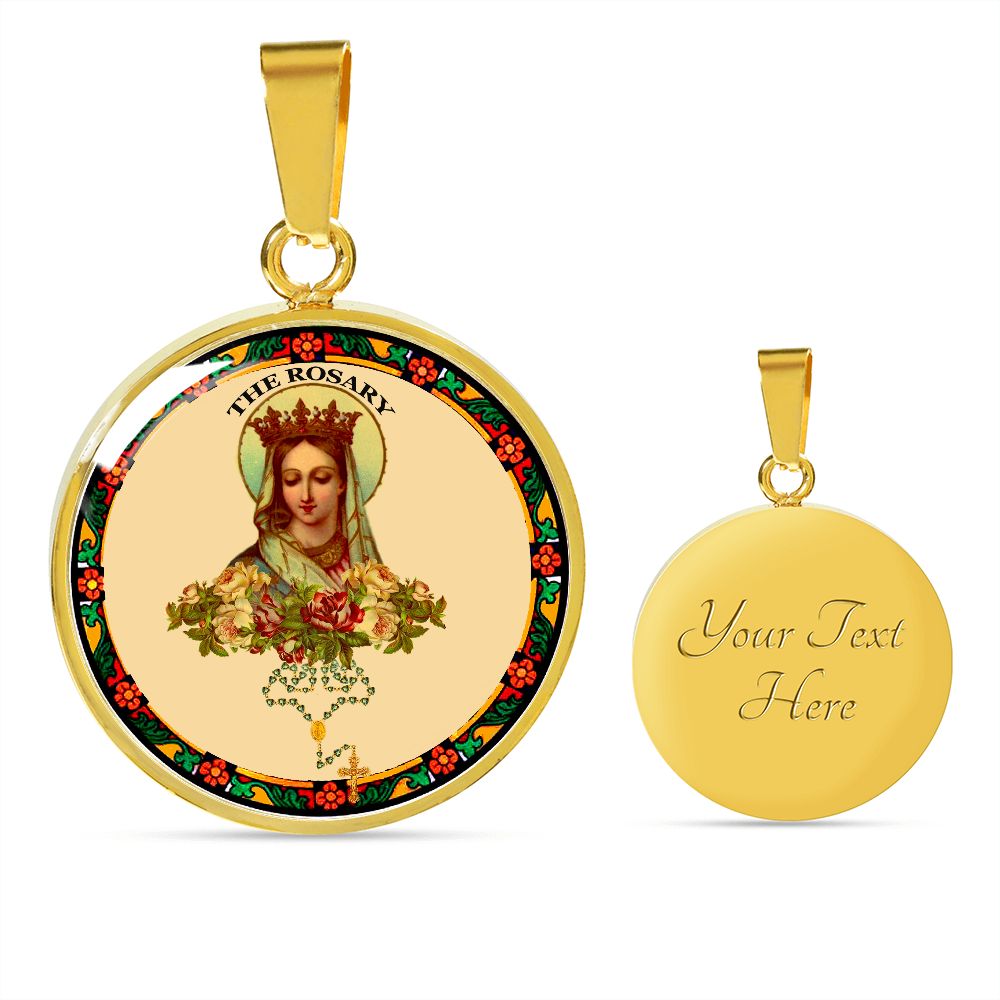 Our lady of the Rosary Pendant gold with custom engraving