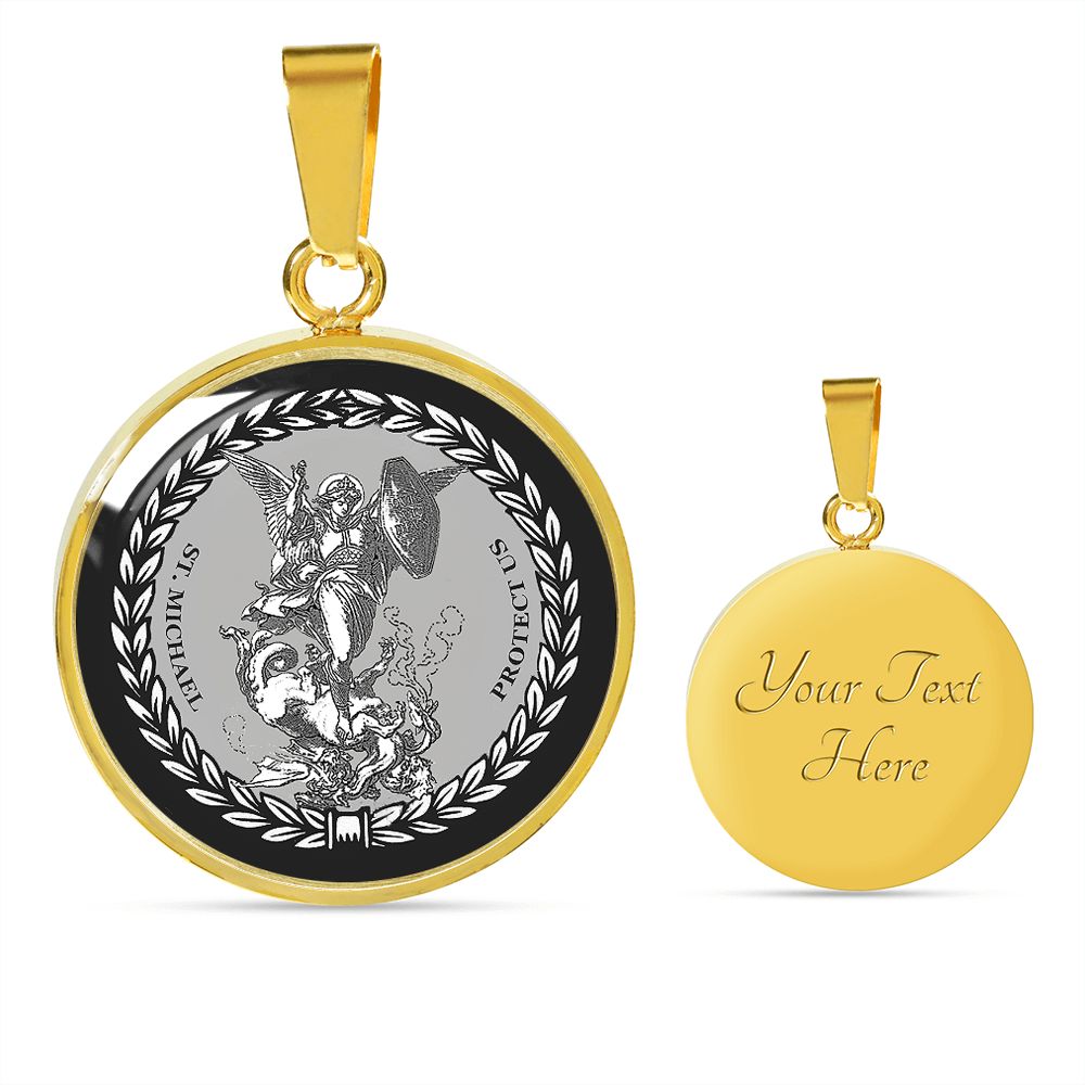 Classic Pendant of St. Michael gold with custom engraving