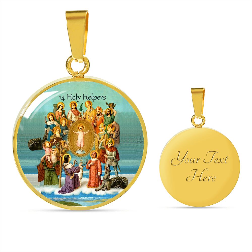 The Fourteen Holy Helpers gold with custom engraving