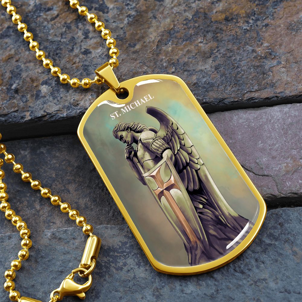 St. Michael Archangel Steel Medal gold