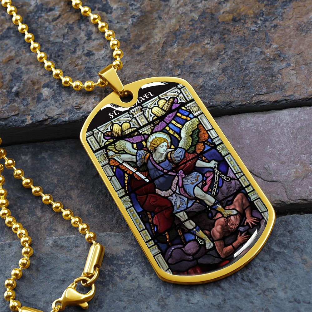 St. Michael Stainless Steel Medal gold