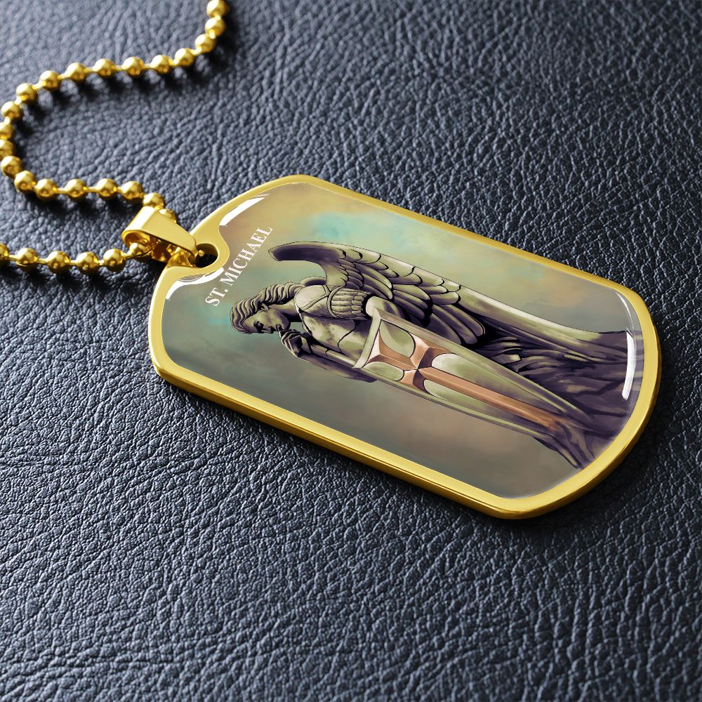 St. Michael Archangel Steel Medal gold