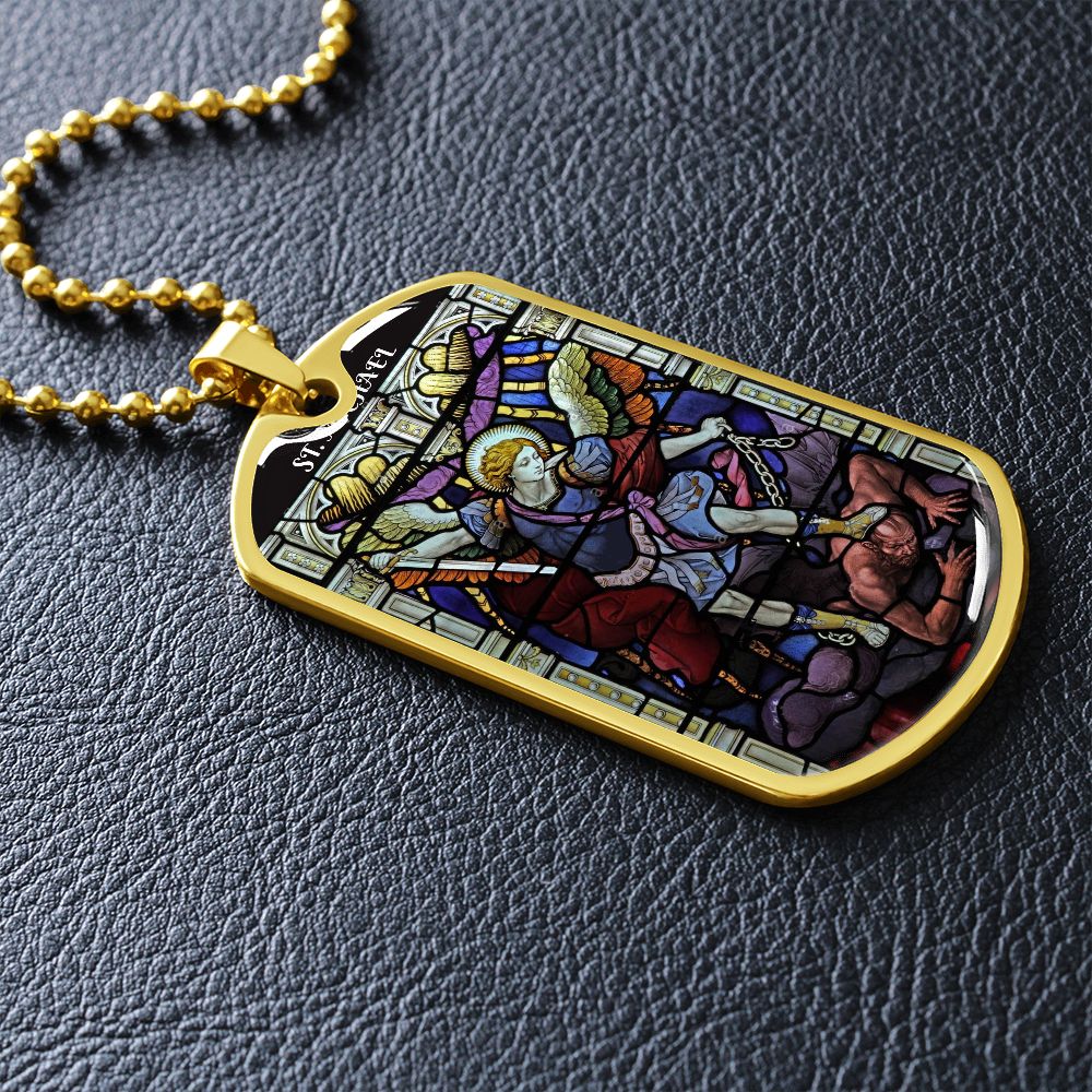 St. Michael Stainless Steel Medal gold
