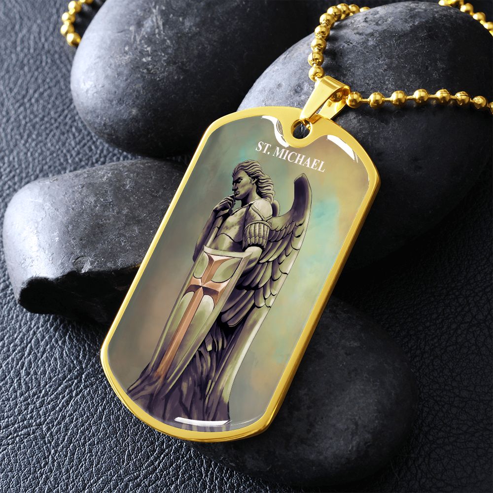 St. Michael Archangel Steel Medal gold