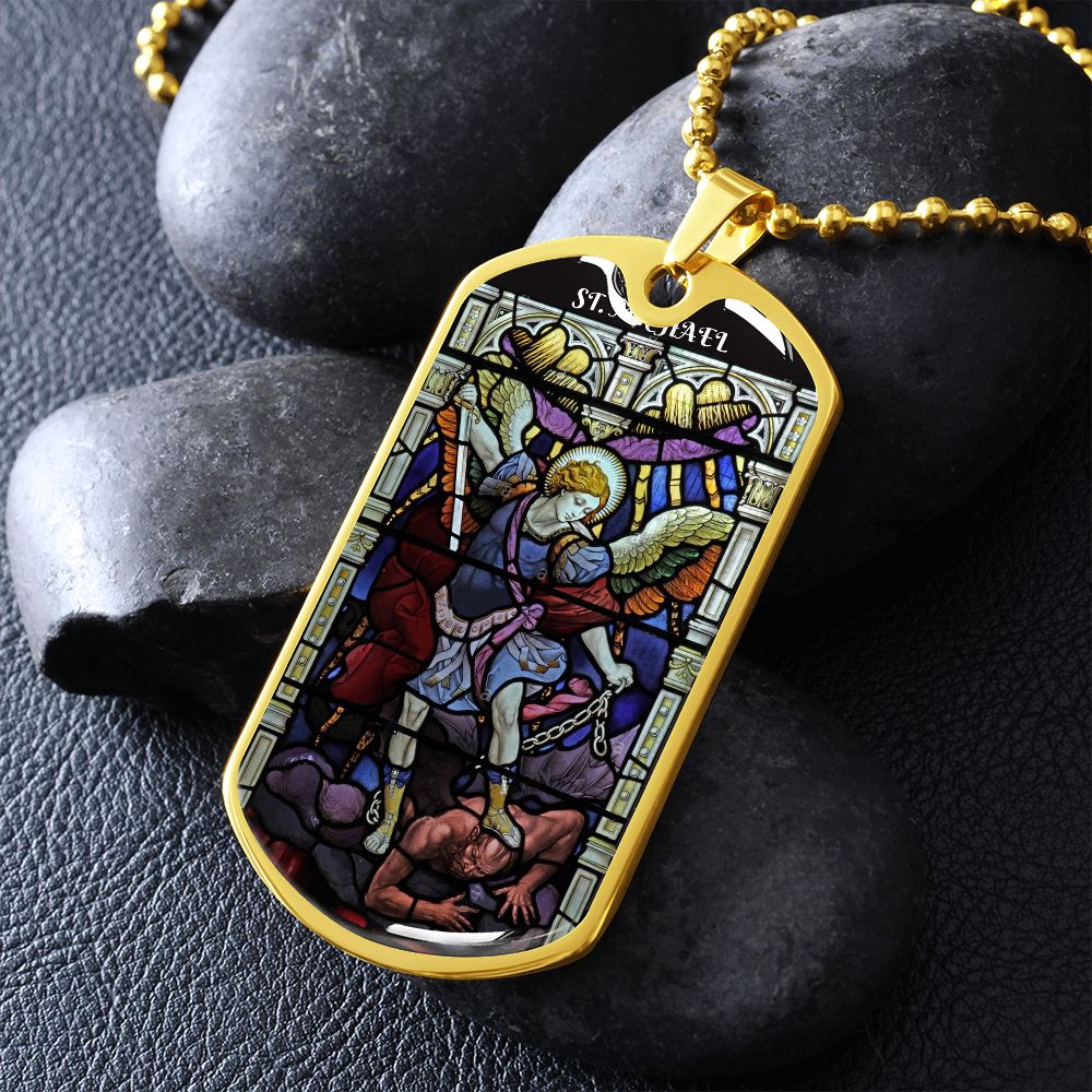 St. Michael Stainless Steel Medal gold