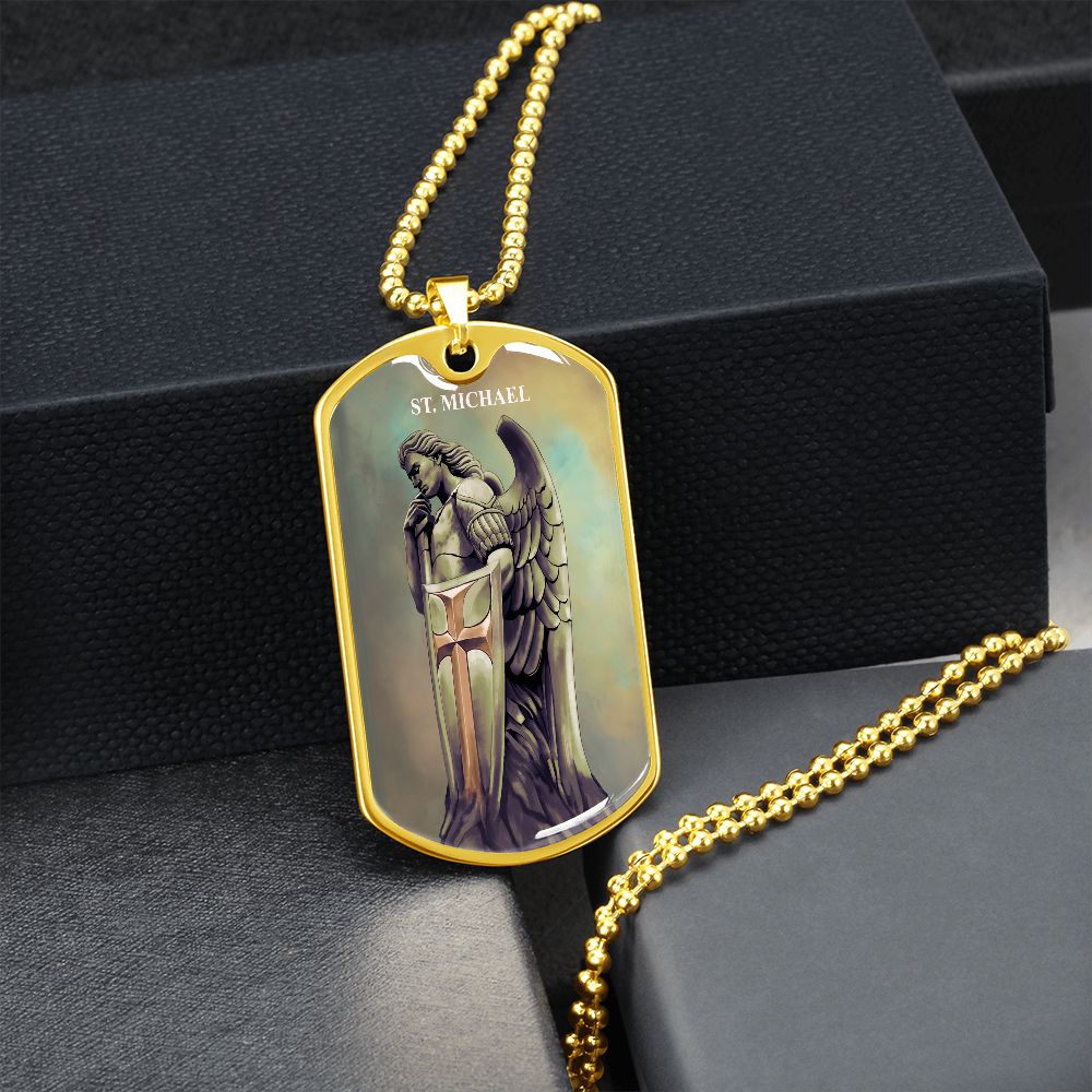 St. Michael Archangel Steel Medal gold