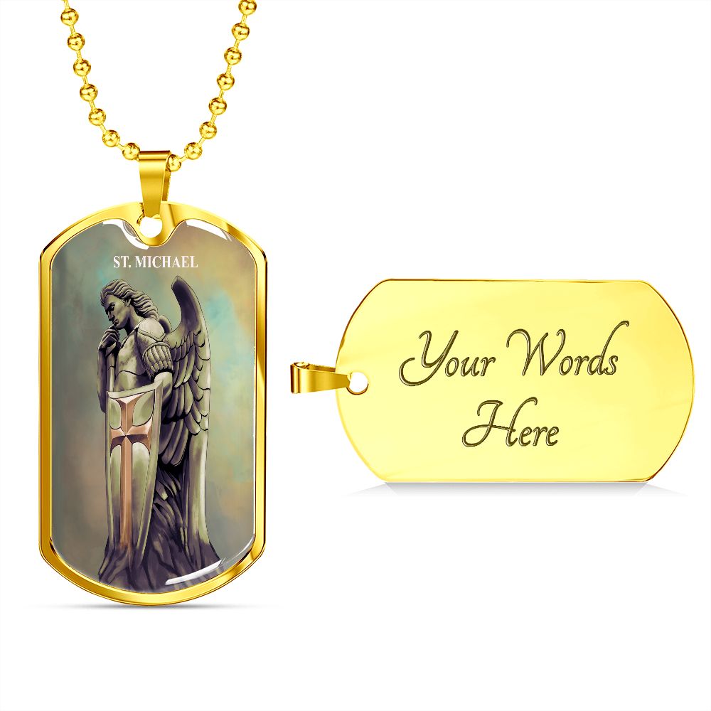 St. Michael Archangel Steel Medal gold with custom engraving