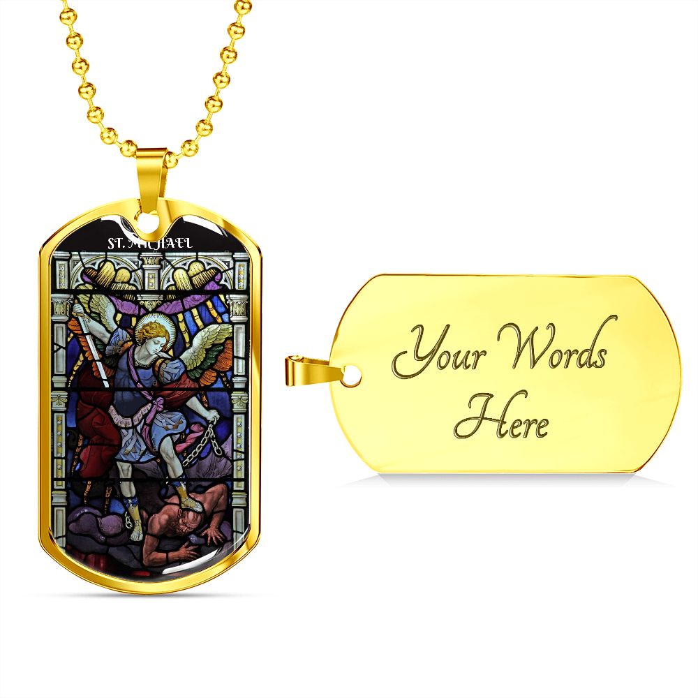 St. Michael Stainless Steel Medal gold with custom engraving