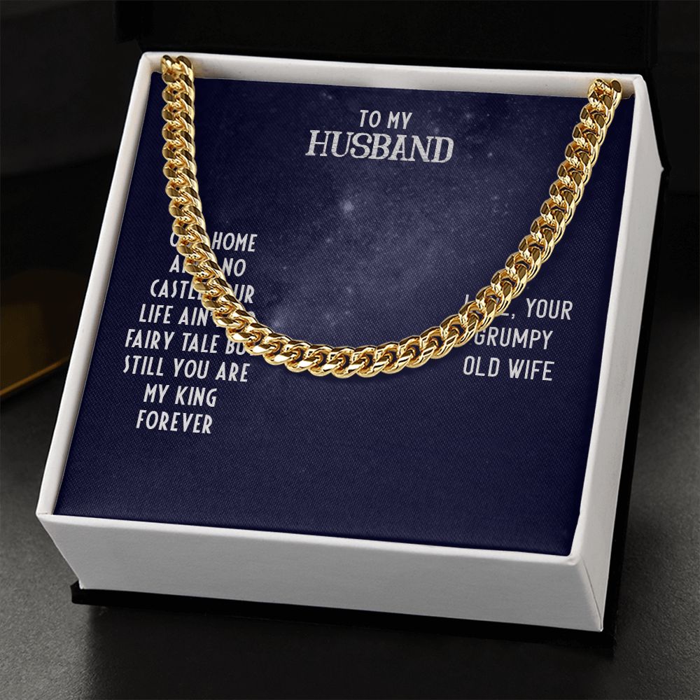 Chain necklace gift for guys with love message, Cuban Link Chain Gift To My Husband