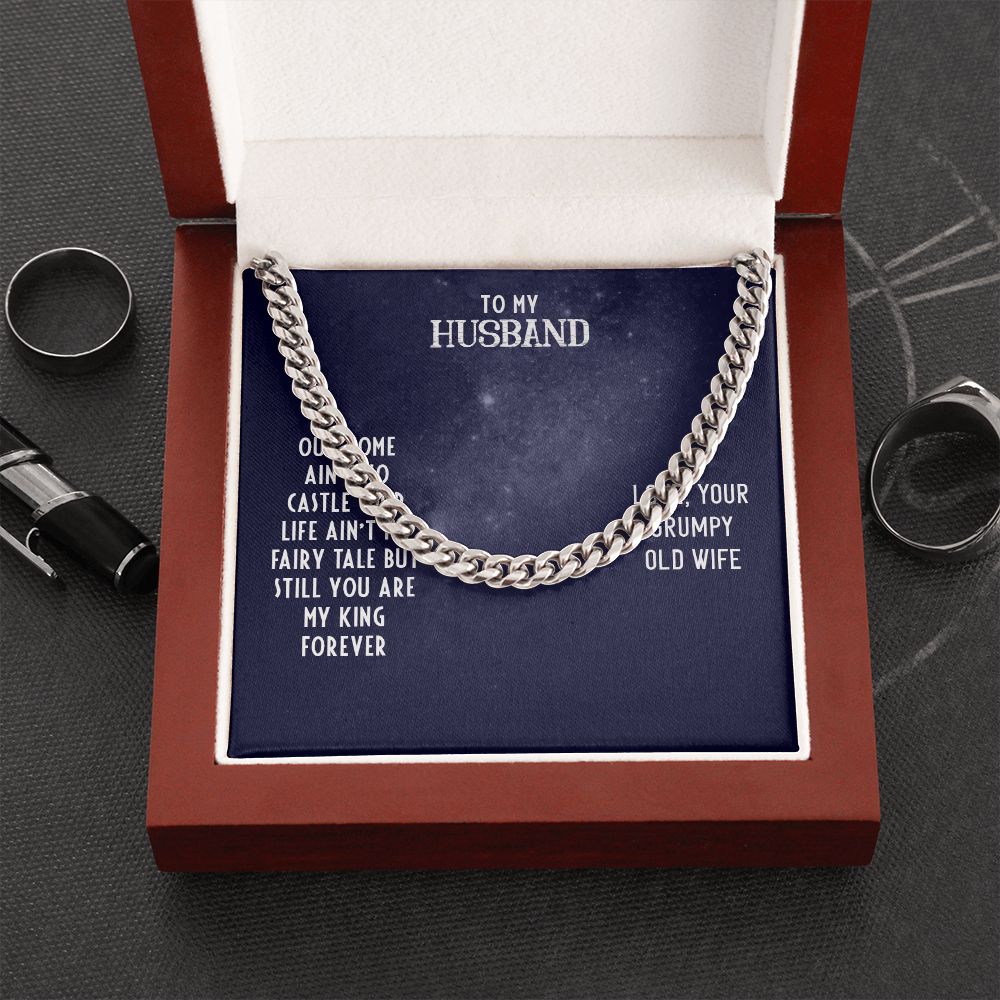 Chain necklace gift for guys with love message, Cuban Link Chain Gift To My Husband