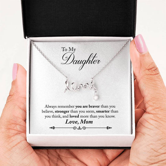 To My Daughter, from Mom, 3D Love Pendant Necklaces