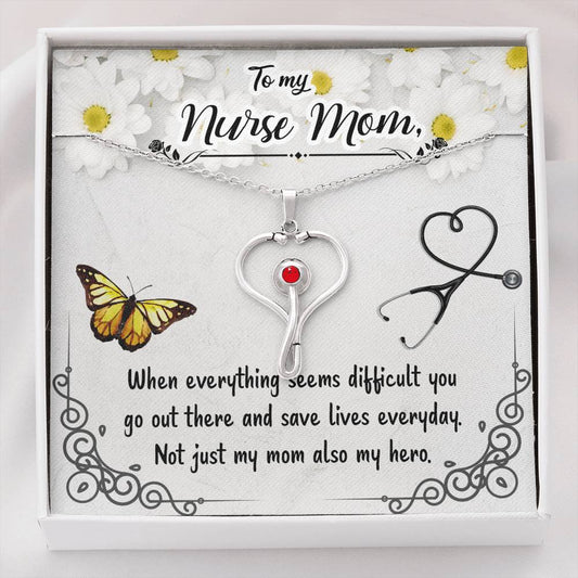 Heart Stethoscope Necklace for Nurse Mom