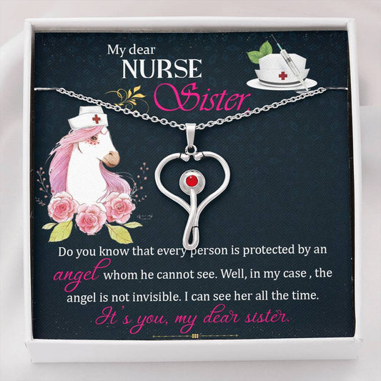 Heart Stethoscope Necklace for Nurse Sister