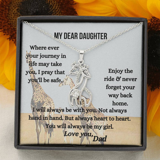 Giraffe love pendant necklace for daughter