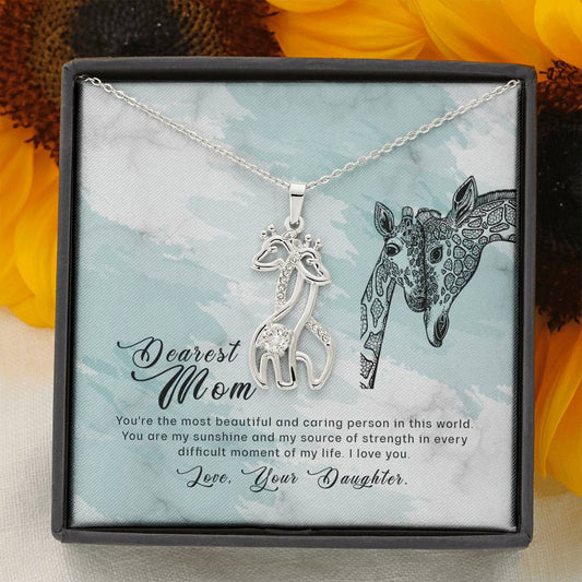 Giraffe love pendant necklace for Mom
