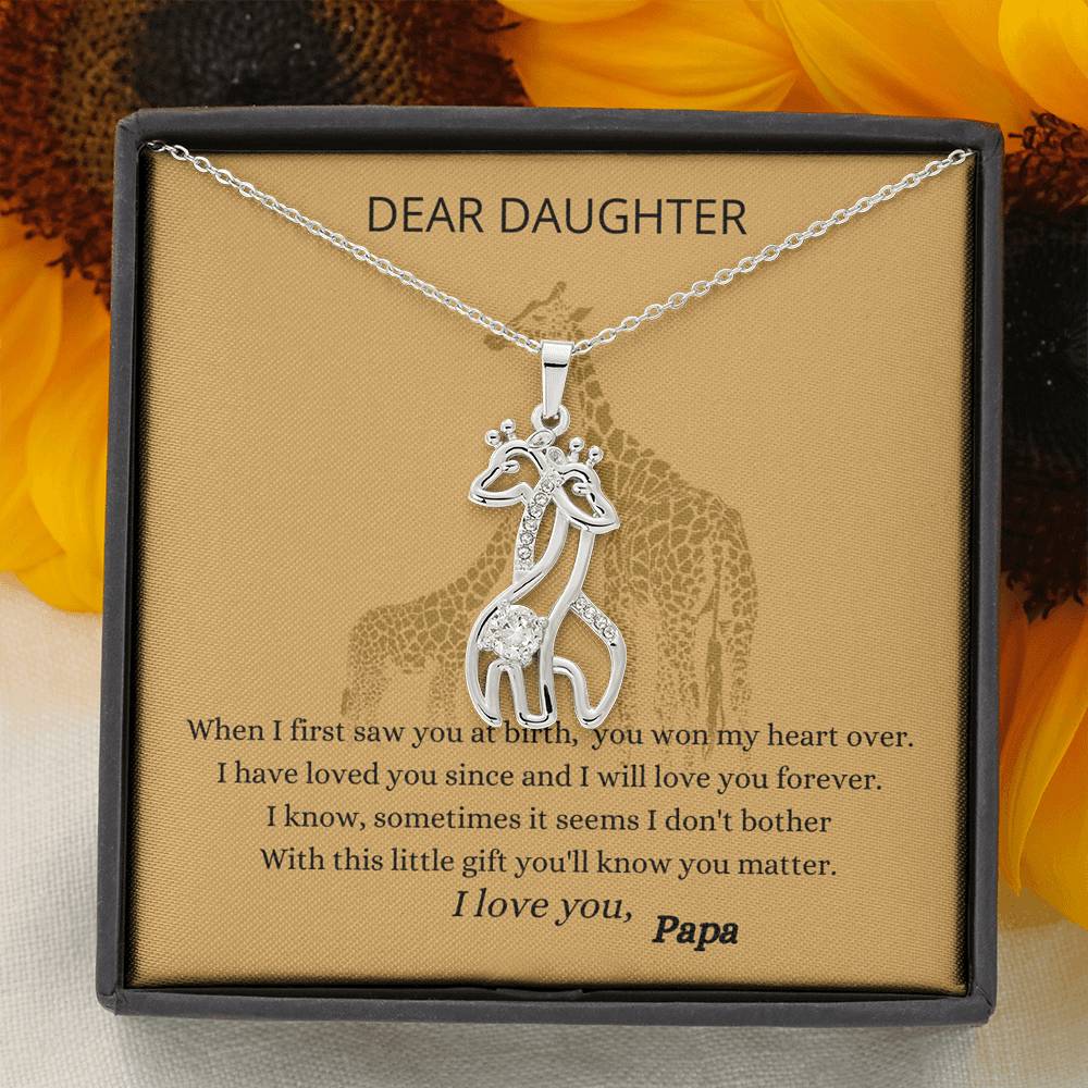 Giraffe love pendant necklace for daughter