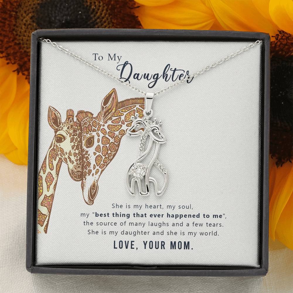 Giraffe love pendant necklace for daughter