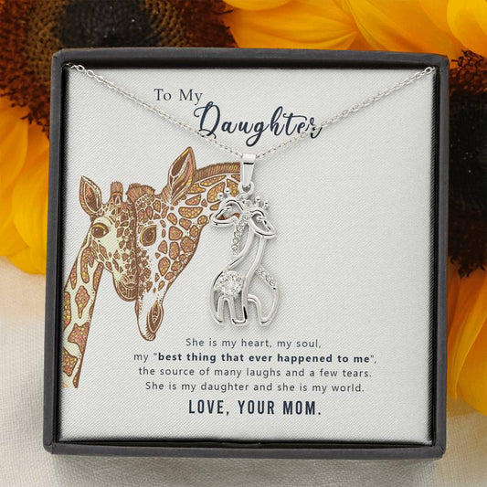Giraffe love pendant necklace for daughter