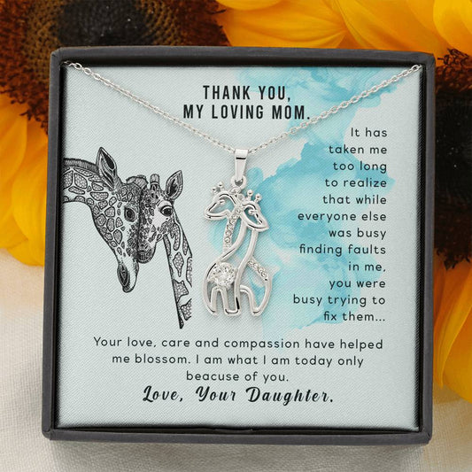 Giraffe love pendant necklace for Mom