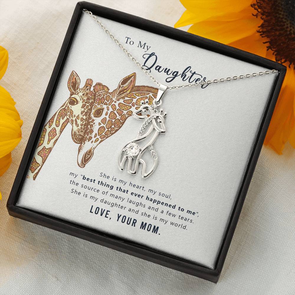 Giraffe love pendant necklace for daughter