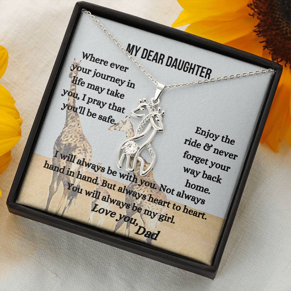 Giraffe love pendant necklace for daughter